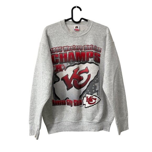 VTG Fruit of the Loom 1995 Western Champs Kansas Chiefs Sweatshirt Medium - Picture 1 of 6
